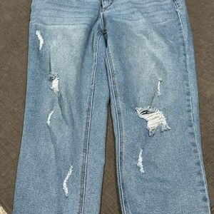 1822 Denim Light Blue Distressed Boyfriend Jeans
